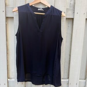 Pleione Navy Sleeveless V-Neck Chiffon Camisole